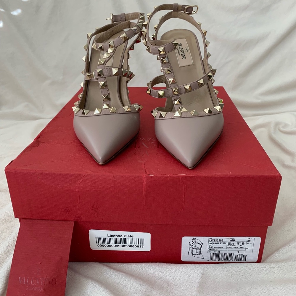 Valentino Rockstud Leather Ankle Strap Pump